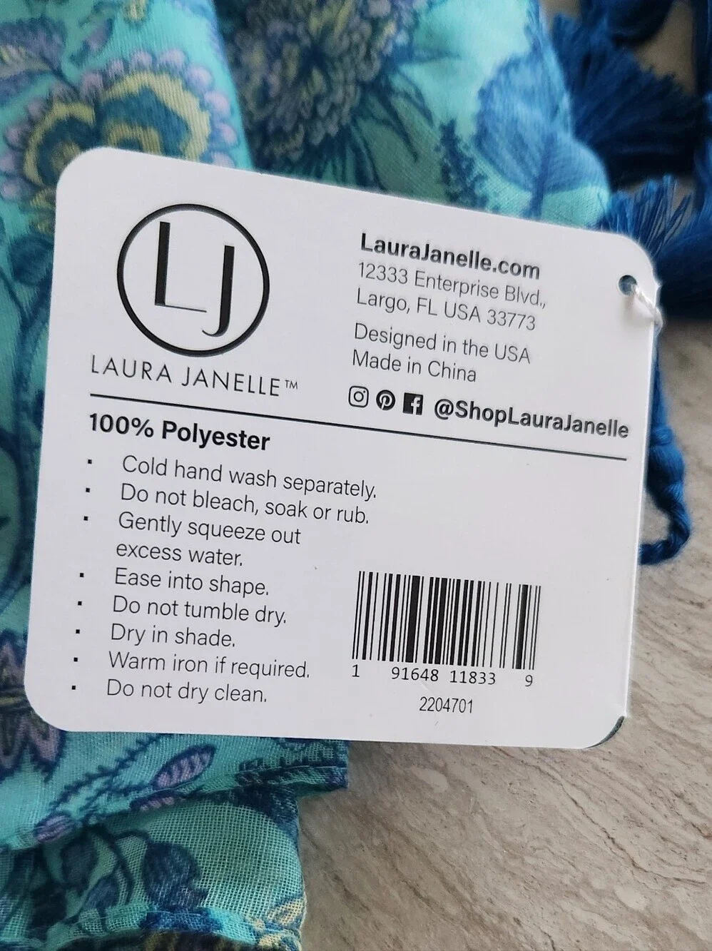 Lightweight Blue Mantra Floral Scarf - Women's Accessory
